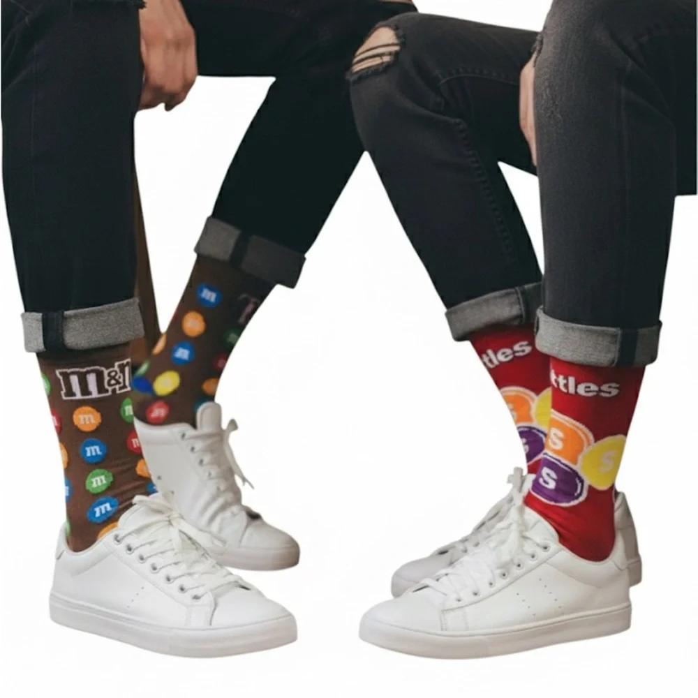 2 pack Skittles and MMs Crew Socks‎ Bundle Mens Shoe Size 6-12 Candy 2 pack NWT